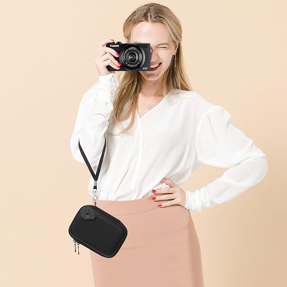 Lacdo Kameratasche für Canon PowerShot G7 X Mark III/PowerShot G7 X Mark II 4K Vlogging Digitalkamera Kompakte Kameraschutzhülle stoßfeste Reisetasche Tragetasche für USB-Kabel Kamera-Akku Schwarz