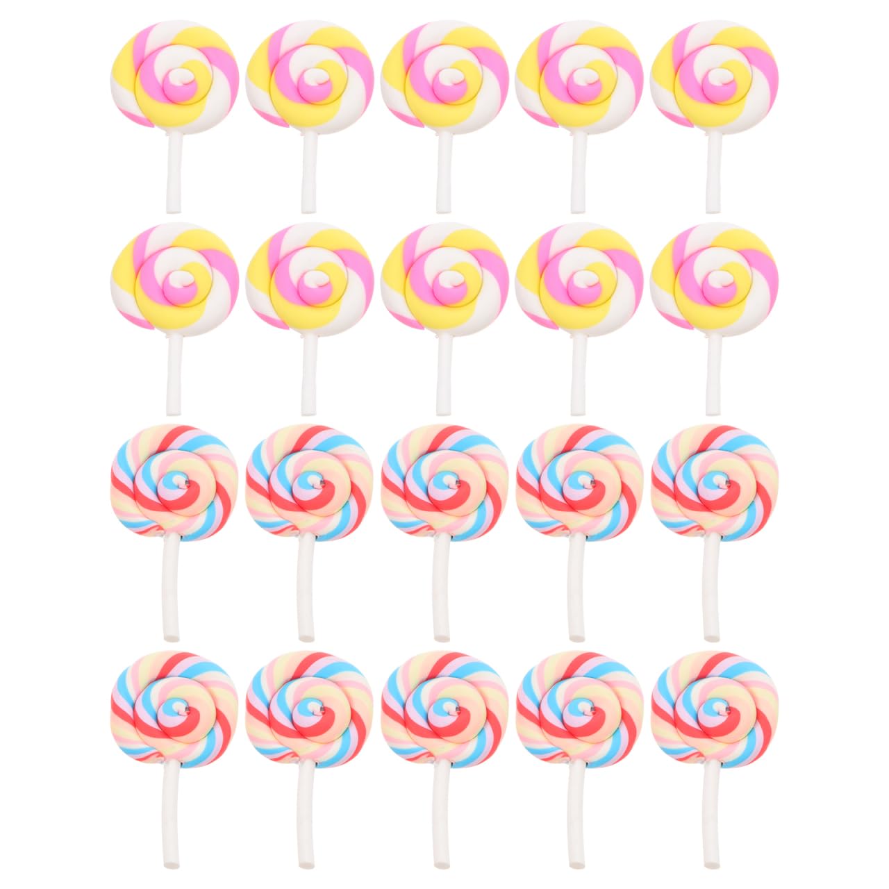 Beaupretty 20Pcs Simulation Lollipops Prop Resin Lollipop Cake Toppers Fake Candy Embellishments for Diy Fairy Garden Crafts and Dollhouse Sweets Assorted Colors