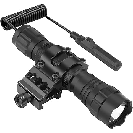 Feyachi FL11-MB Tactical Flashlight 1200 Lumen Matte Black LED Weapon Light with Picatinny Mount, Rechargeable Batteries and Pressure Switch Included