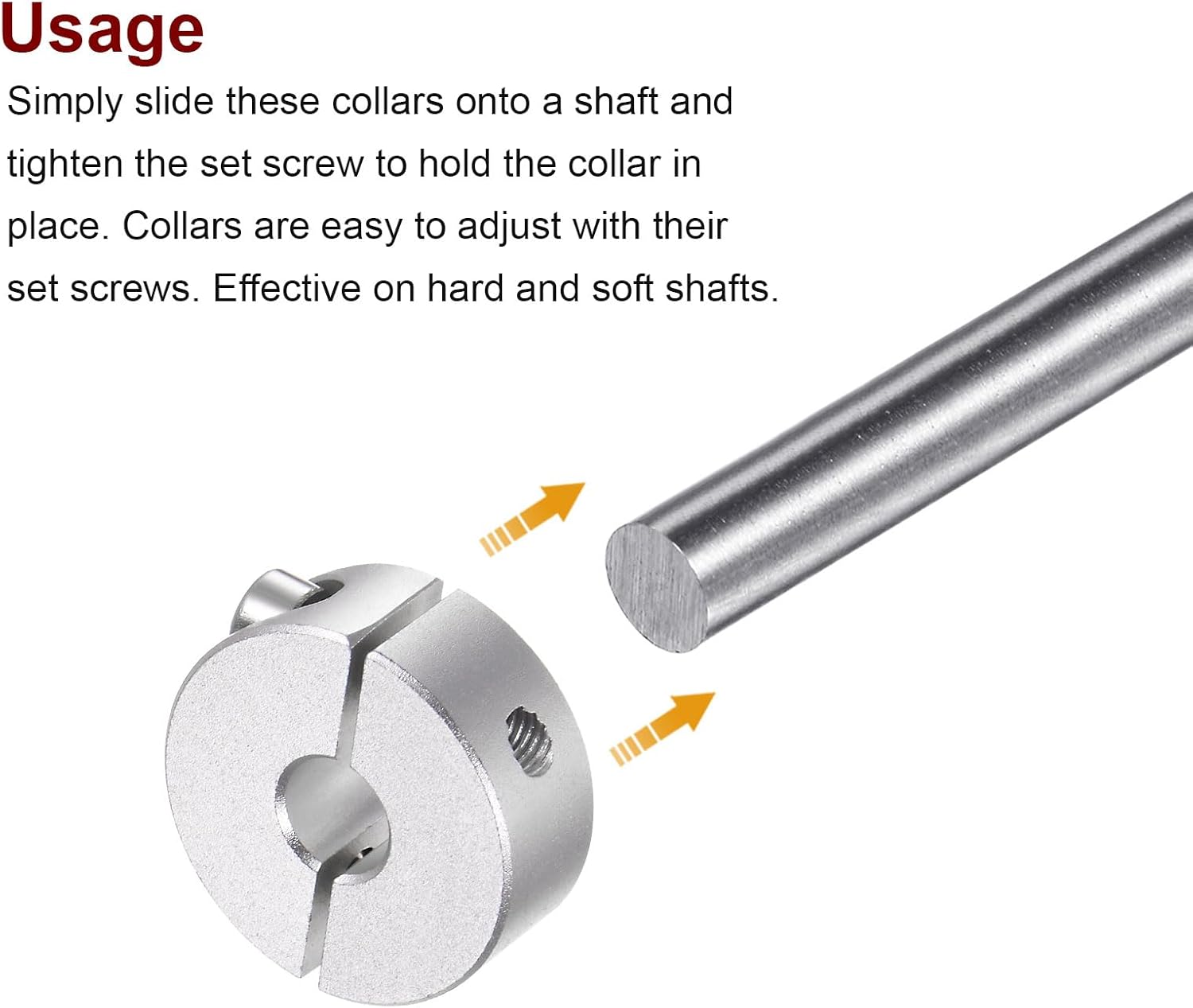 HARFINGTON 2pcs Double Split Shaft Collar for 6mm Shaft Set Screw Clamp-On Collars, 20mm OD, 8mm Width, for Stoppers, Position, Hold Timing Pulleys, Machine Tools, Industry, Anodization