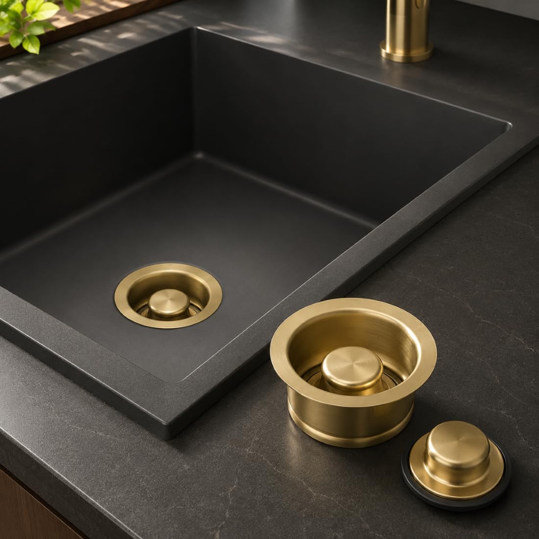 Abflussflansch für Teka TR 50.1, Stopfen-Set in gebürstetem Gold