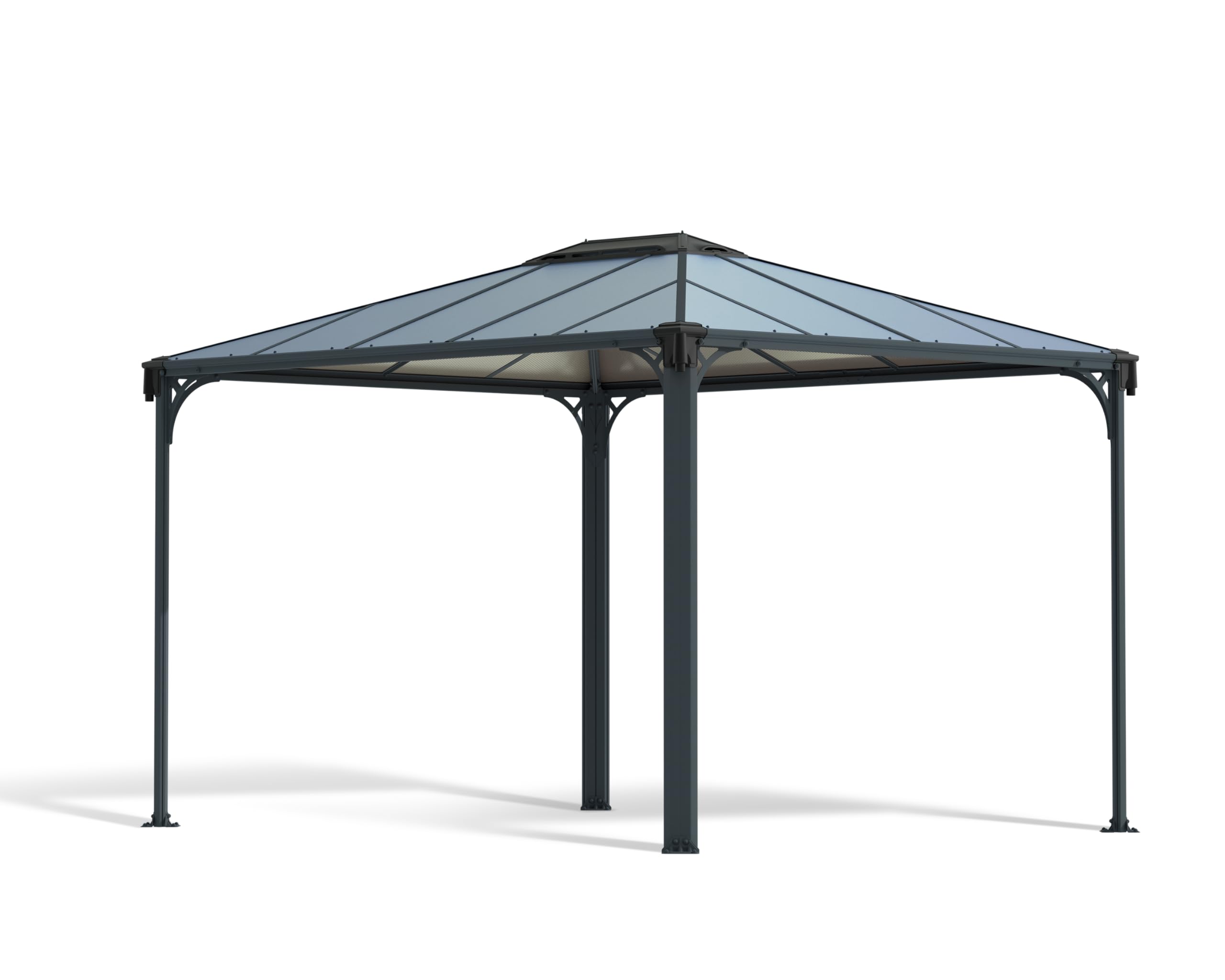 Canopia by Palram Tonnelle de jardin Martinique 3.6x2.9m (Gris) Cadre en Aluminium, Panneaux en Polycarbonate, Protection UV, Résistant à la Rouille