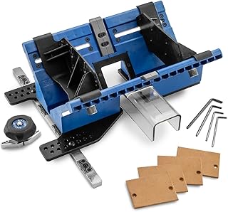 Rockler Deluxe Spline Jig for Table Saw & Router Table - Adjustable Box Joint Fixture with 45 Degree Miter Sled, Finger Joint & Picture Frame Jig for Decorative Woodworking Joinery.