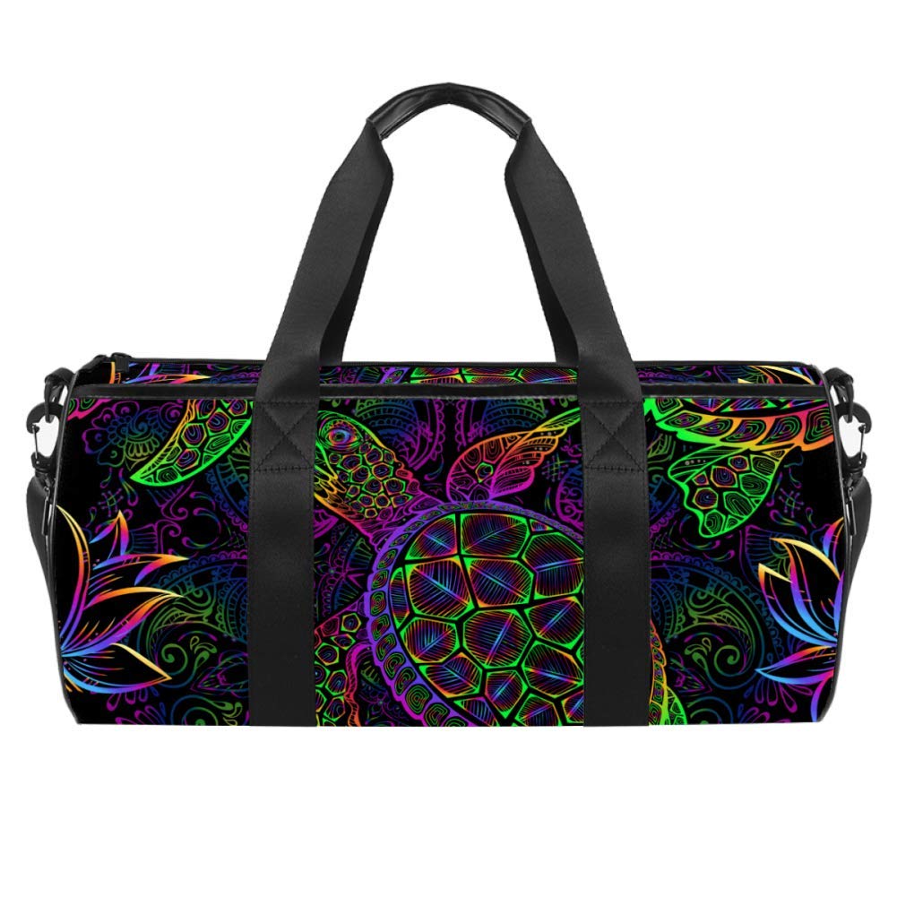 Sea Turtle Mandala Duffel Shoulder Carry Bag Canvas Travel Bag for Gym Sports Dance Travel Weekender