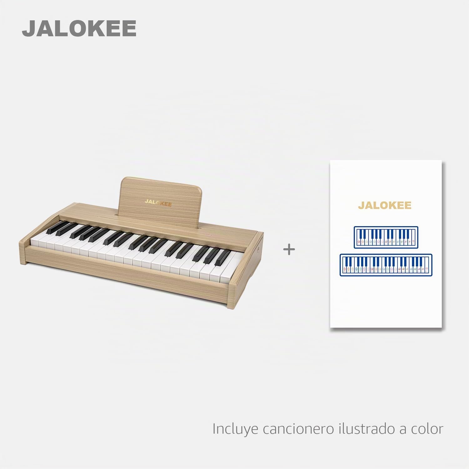 Teclado de piano infantil, piano digital para niños, instrumento musical educativo de juguete, piano de madera para niños y niñas mayores de 3 años (Roble, 37 Teclas)