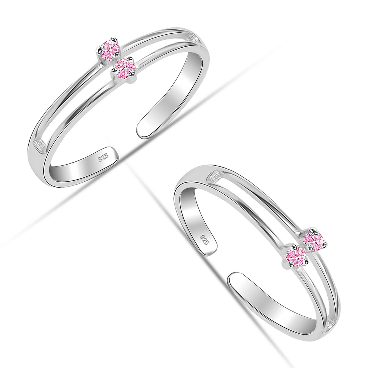 925 Sterling Silver CZ Toe Ring for Women | BIS Hallmarked Traditional Classic Cubic Zirconia Toe Rings | Elegant and Comfortable Toering Jewelry Gift | Anniversary, Birthday, Wedding Gifts