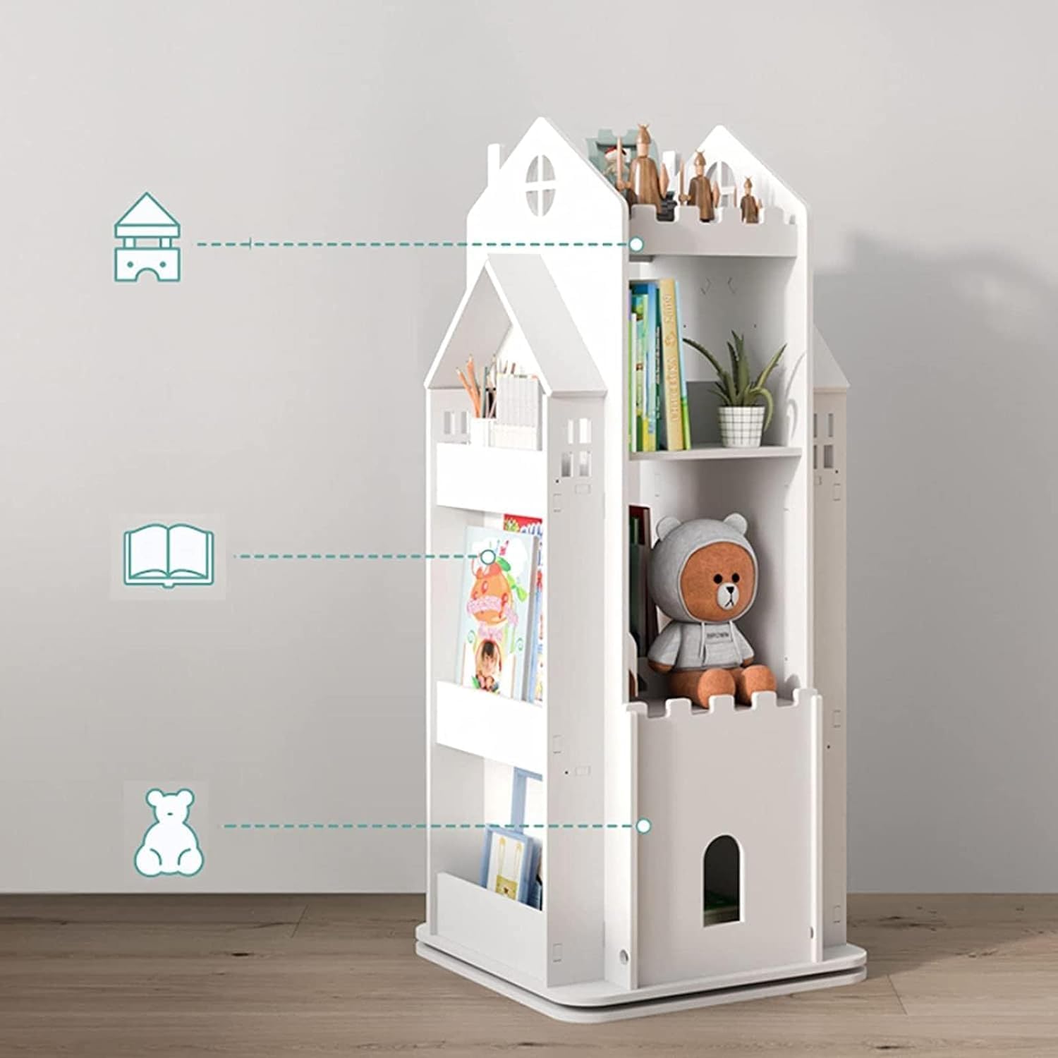 Amazon.co.jp: 本棚 本箱 カラーボックス 360°回転可能な本棚床置き