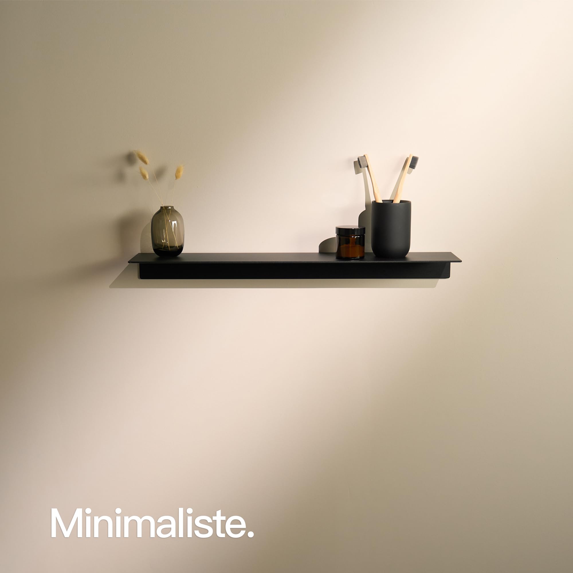 Designfabrik Hamburg Étagère Douche sans Perçage | Étagère Murale Autocollante pour Salle de Bain et Cuisine | Support de Rangement Moderne en Aluminium | 58 cm | Noir Mat