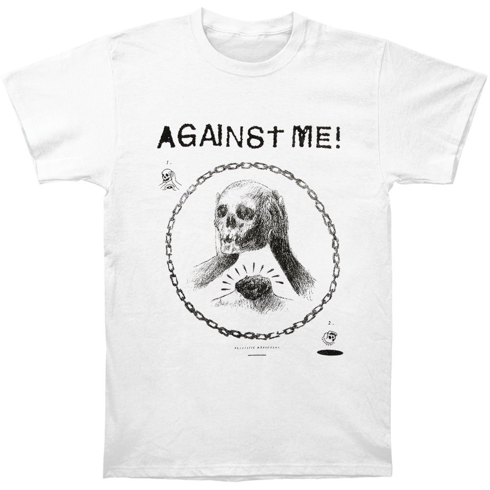 Stab & Wound Psych Men's T-Shirt 'Both Ways' – Bianca, Cotone 100% Pre-ristretto, Stampata A Mano In USA