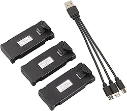 RC-Drohnen-Lithium-Akku für E88 E88Pro LSE525 E525Pro Andere Ferngesteuerte Flugzeuge mit Tragbarem 3-in-1-Ladekabel, Quadcopter-Zubehör mit Überladeschutz (2600 mAh)