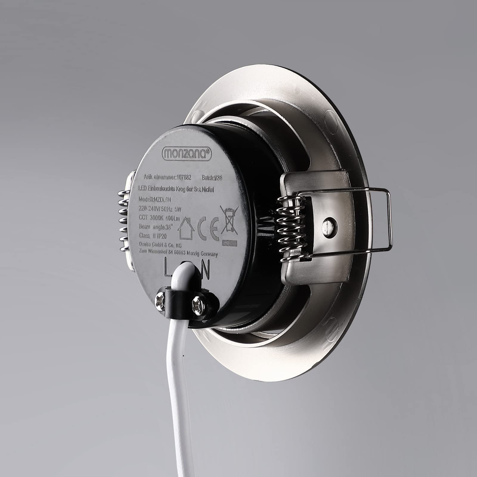 Monzana 12x Focos LED Empotrables Planos Regulables 68mm Luz de Techo Giratorio Blanco cálido 3000K Plata