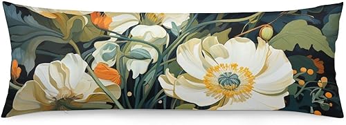 Funda de almohada corporal de 20 x 54 pulgadas, diseño floral vintage americano, diseño floral, fundas de almohada con cremallera, para cama, sofá,