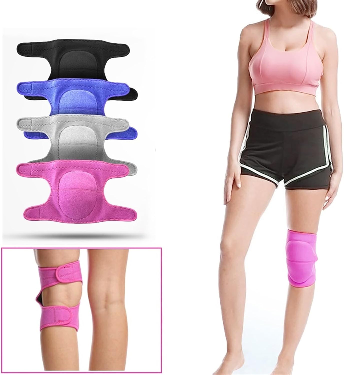 Winter Protective Knee Pads Knee Pads Soft Adjustable Guards for Men Women Knee Protective for Volleyball Football Dance Yoga Tennis Running Cycling(2Pcs Black,L)