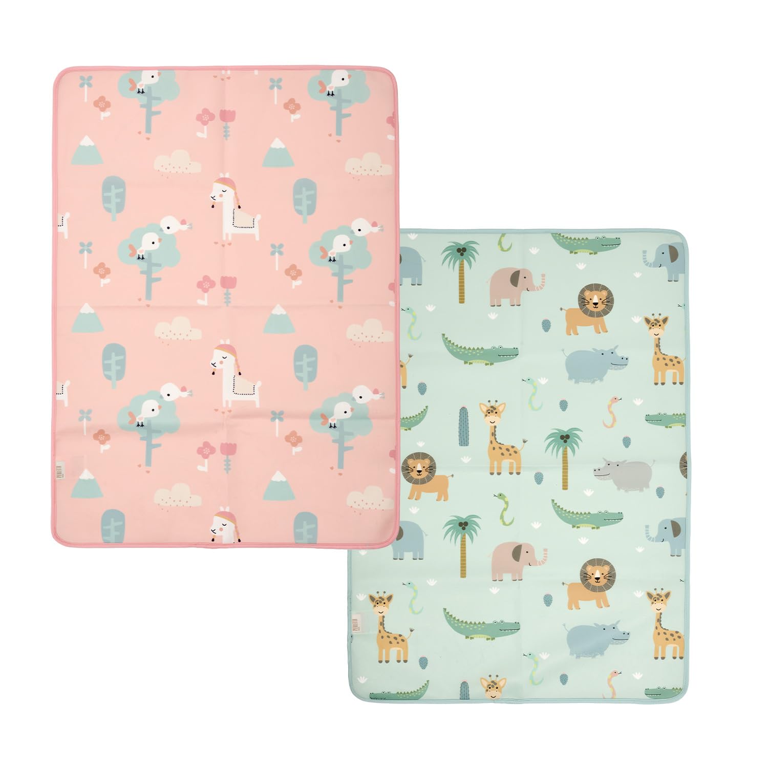 PERLETTI Empapadores Bebe Cambiador Cuna 50x70 cm Reutilizables - Empapador Impermeable Cambio Pañales Protector de Cambiador Niños Recien Nacidos (Set Rosa + Verde, 50x70 cm)