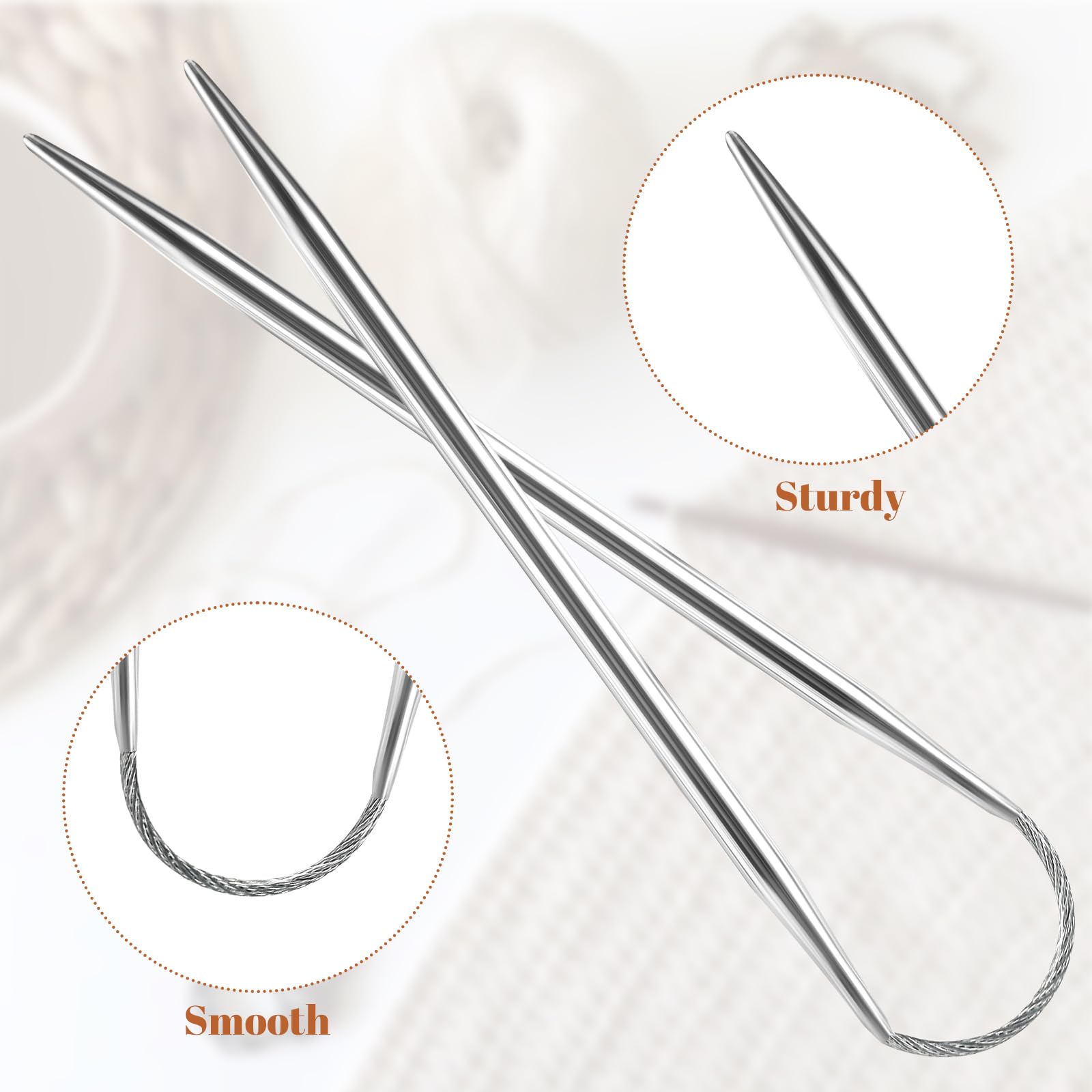 15 Pezzi Ferri da Maglia, Acciaio Inossidabile, 2 MM/2,5 MM/3 MM/3.5MM/4 MM, da Maglia per Maglioni Ferri da Maglia Ferri Circolari per Calze Cappelli E Guanti
