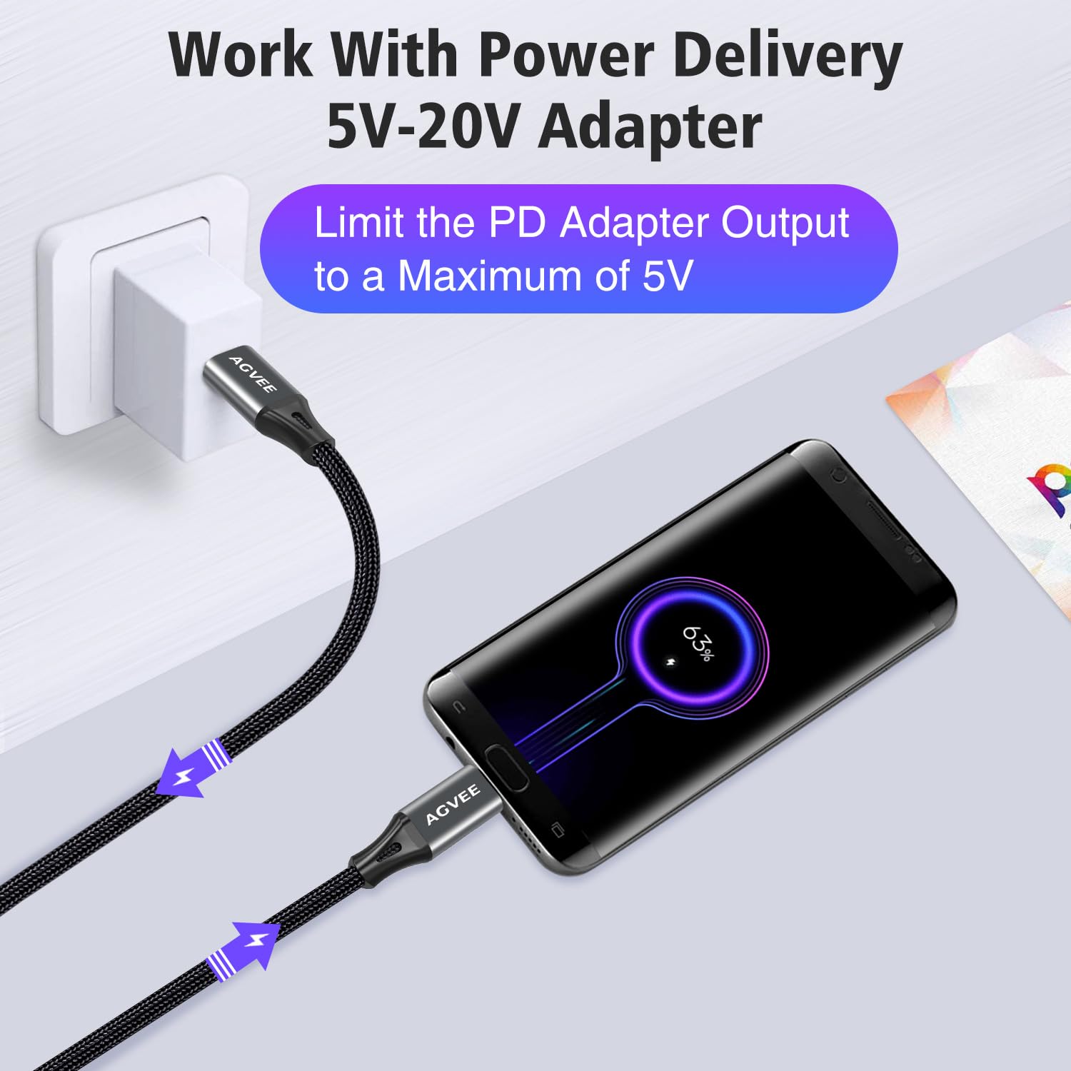 AGVEE Cavo da USB-C a micro USB, 3 m, estremità placcate oro, cavo intrecciato per ricarica e sincronizzazione dati, per dispositivi micro USB, PS4, Kindle, telefoni Android, grigio scuro