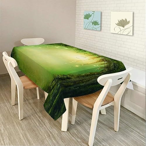 Miniatura 2 de Moslion Mantel rectangular decorativo con diseño de árboles de hadas, bosque encantado, cubierta de mesa para comedor, barbacoa, picnic, mesa de