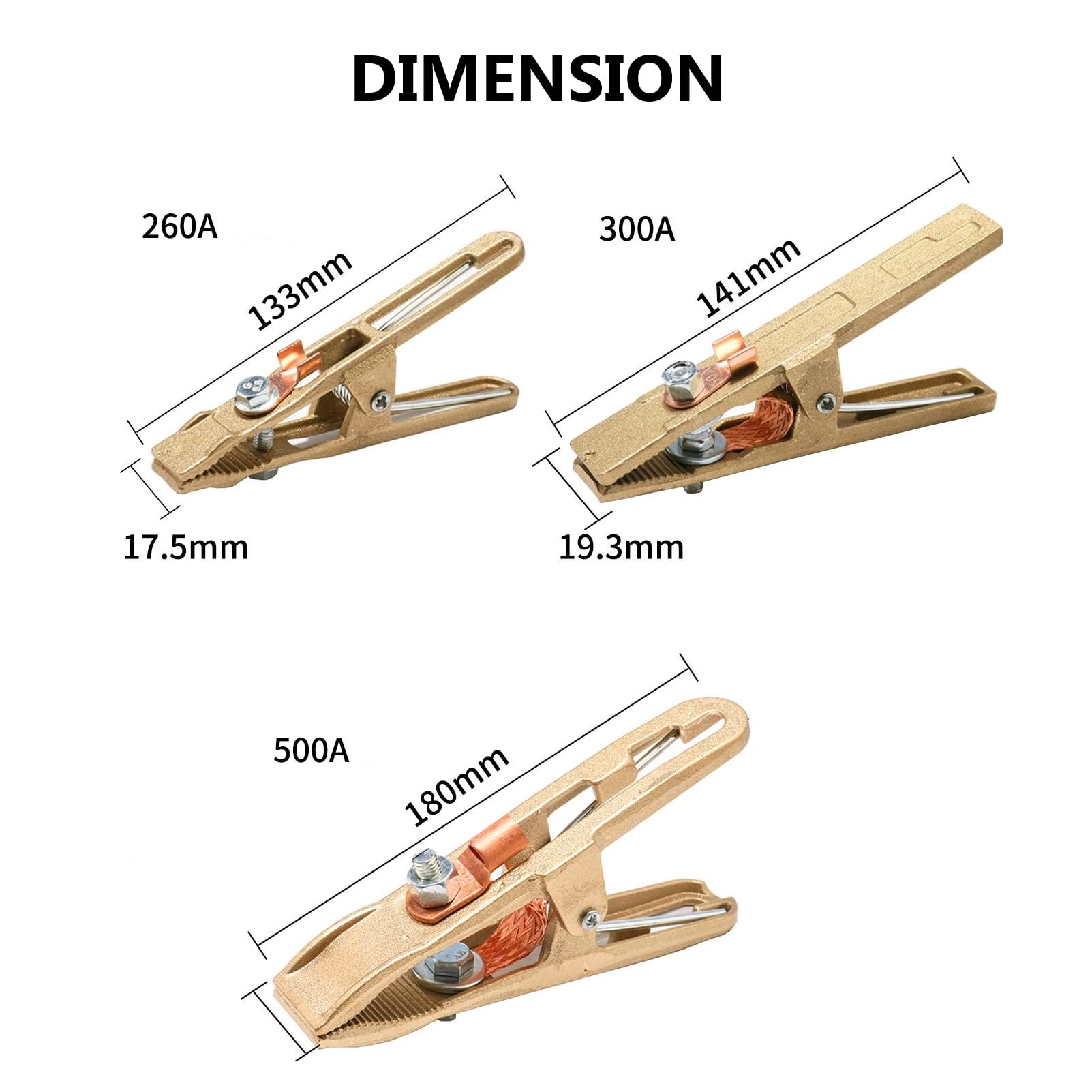 Schweiß-Erdungsklemme, 500 A Typ G Messing-Erdungsklemme, 43 mm Backenbreite für WIG-Schweißgeräte