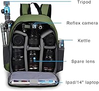 Vista 3 de CADeN - Mochila para cámara profesional DSLR / SLR sin espejo, resistente al agua, maletín compatible con accesorios de cámaras Sony, Canon, Nikon