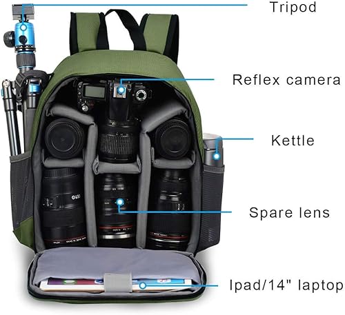 Miniatura 3 de CADeN - Mochila para cámara profesional DSLR  SLR sin espejo, resistente al agua, maletín compatible con accesorios de cámaras Sony, Canon, Nikon y