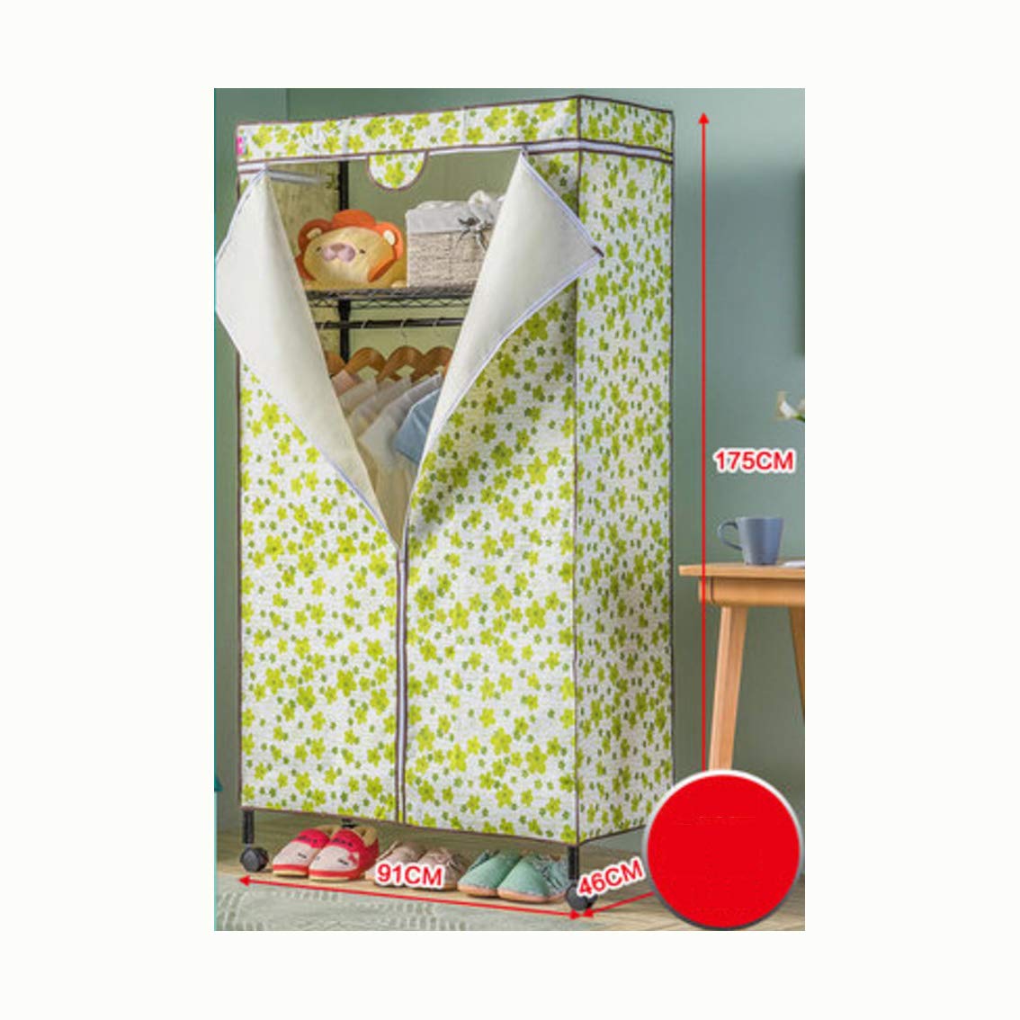 Portable Wardrobe storage Organizer Closet clothes, Steel frame Sturdy Cabinet Cabinet With garment rack Waterproof fabric-F L91xH175xW46cm(36x69x18inch)