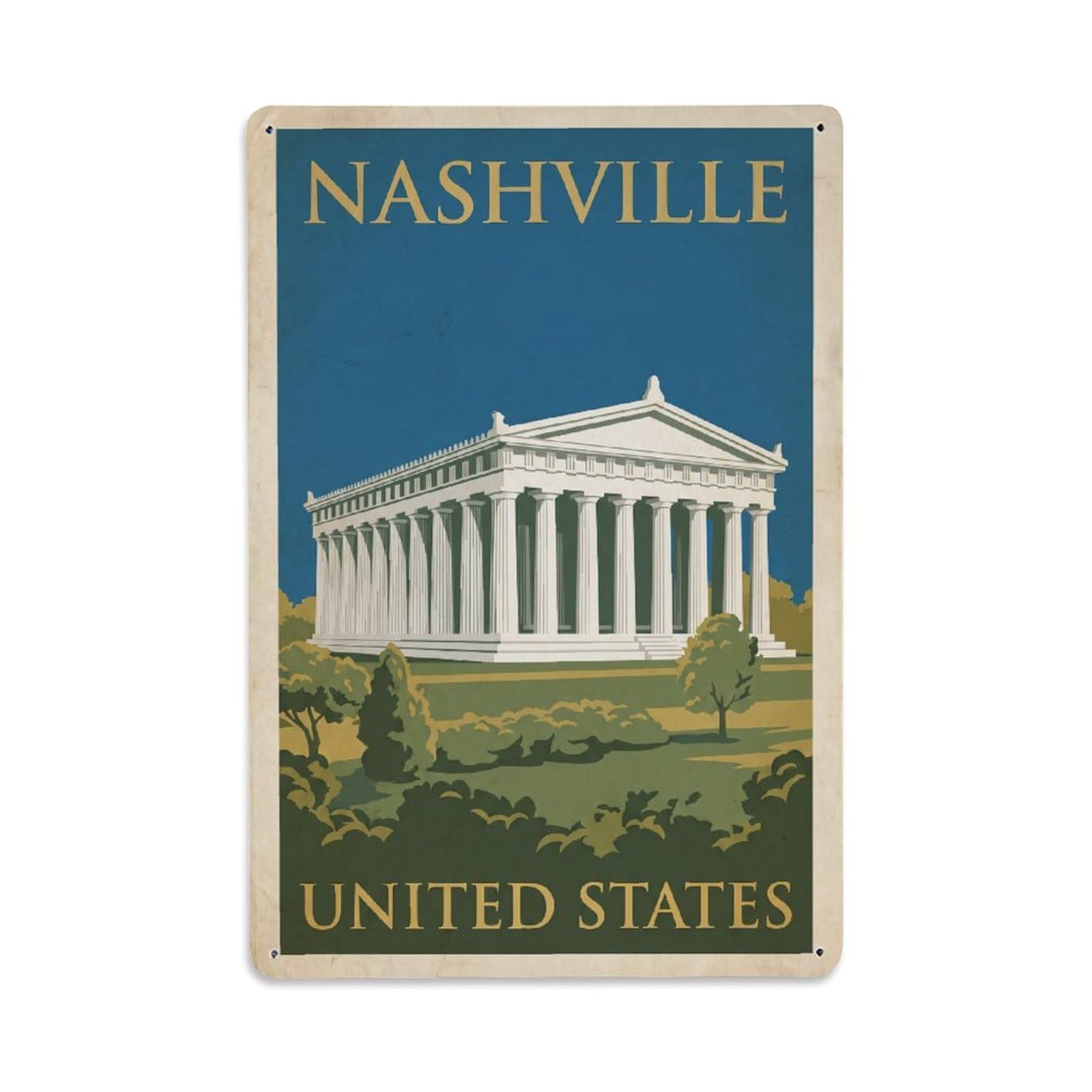 Xanthor Style Vintage Travel Usa Nashville Metal Tin Sign