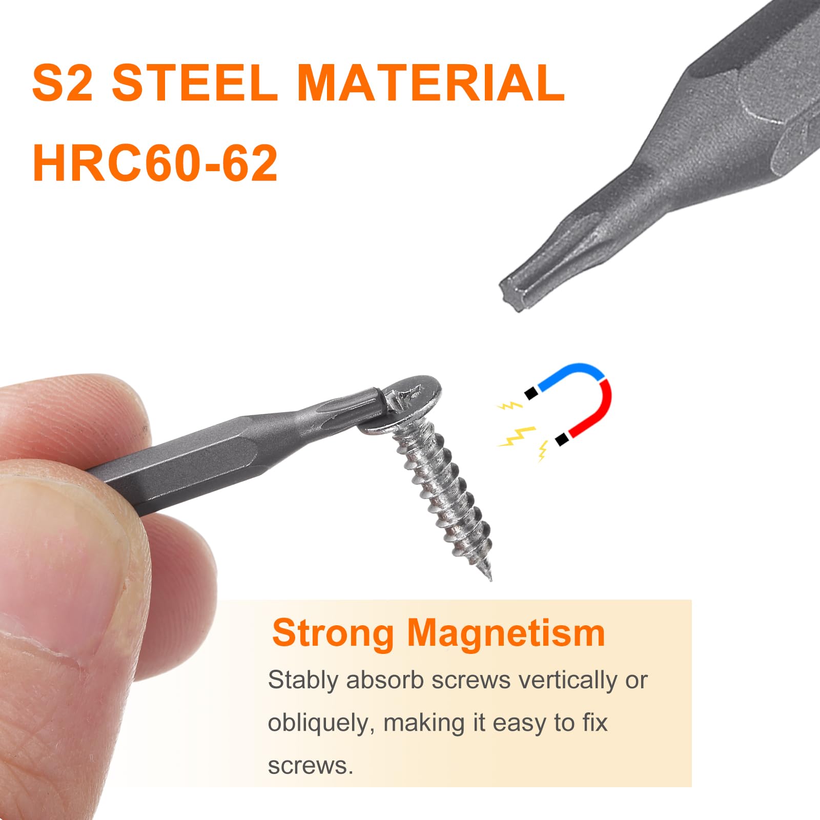 Juego De 6 Puntas De Destornillador Torx T1-T6H - Vástago Hexagonal De 28 Mm, Acero S2, Magnéticas