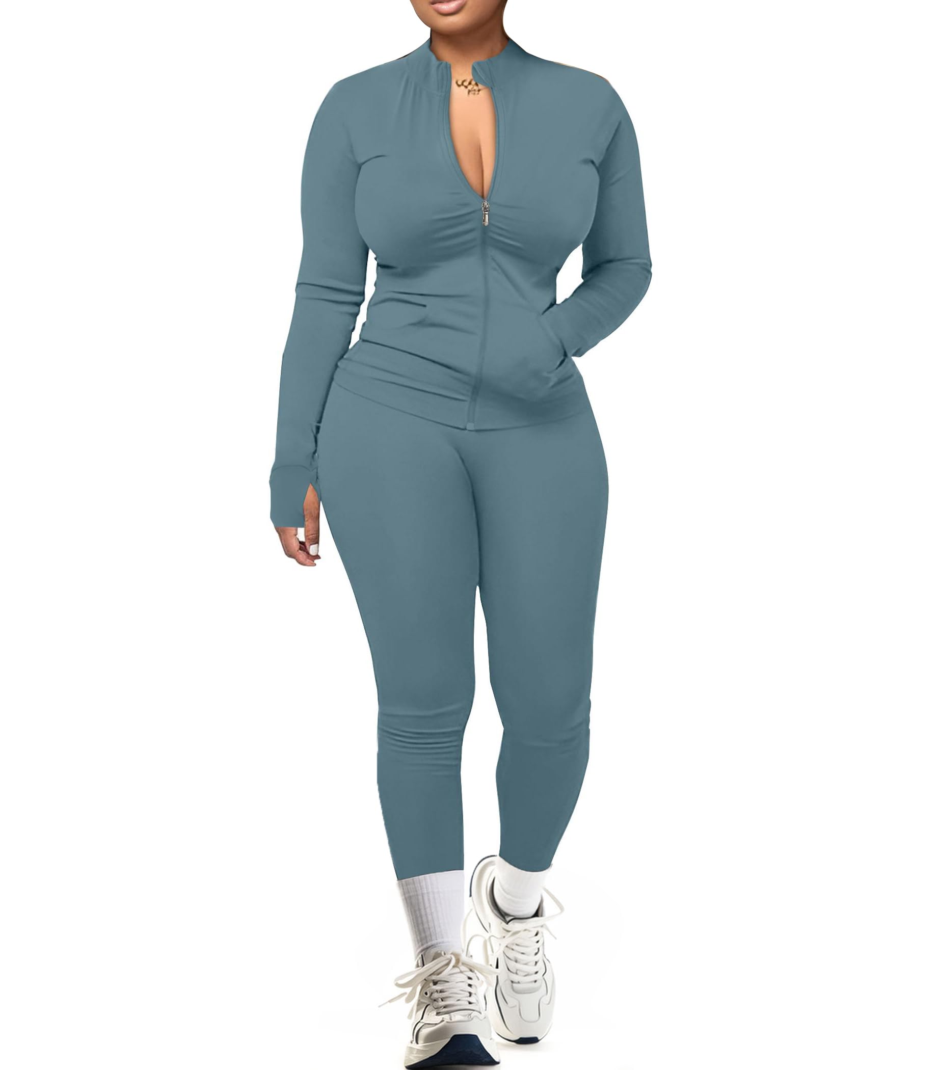 Workout Set for Women 2 Piece Gym Outfit Athletic Tracksuit