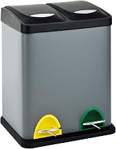 SVITA TC2X8 Bin 16 Litre 2x8L Double Waste Bin Compact Double Bin Kitchen Waste Sorting Pedal Bin Grey