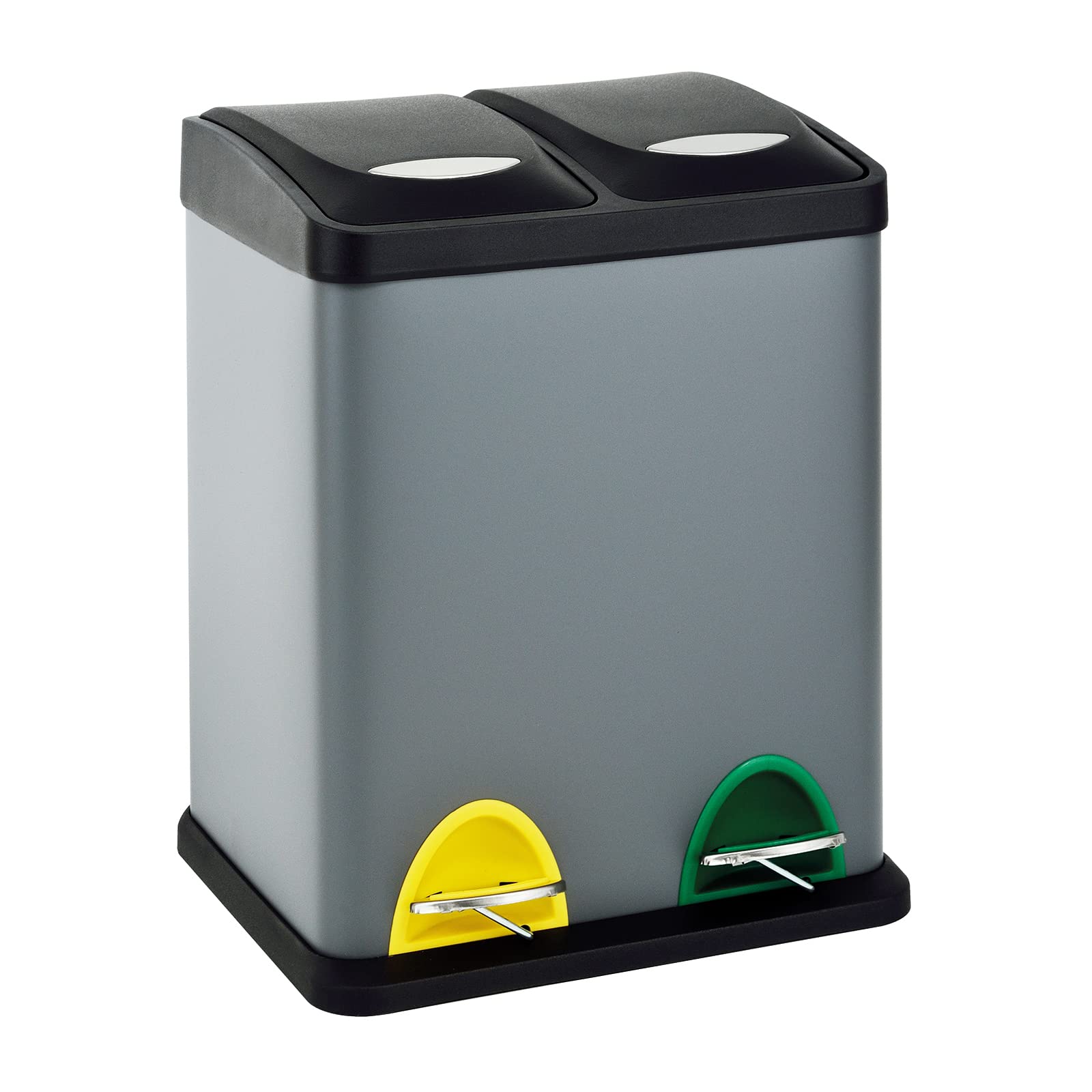 SVITA TC2X8 Poubelle 16 litres 2x8L double bac à déchets compact poubelle double poubelle de cuisine tri des déchets poubelle à pédale Gris