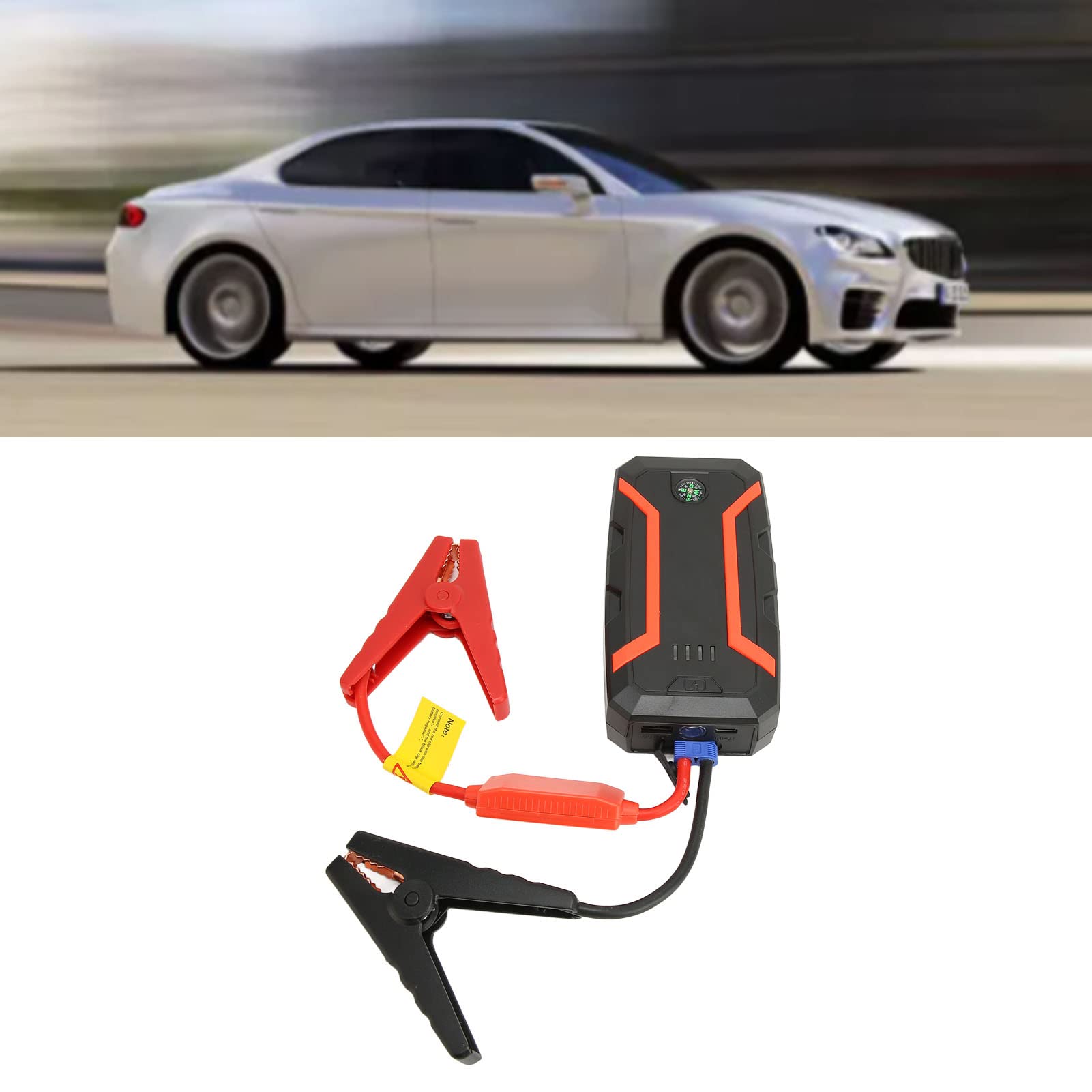 Focket Avviatore di Emergenza per Auto, 1500A Picco 12000mAh 12V Batteria Booster Pack con Cavi di Ponticello, Caricabatterie Portatile Power Bank per Motori a Gas Fino a 7L / 5.5L