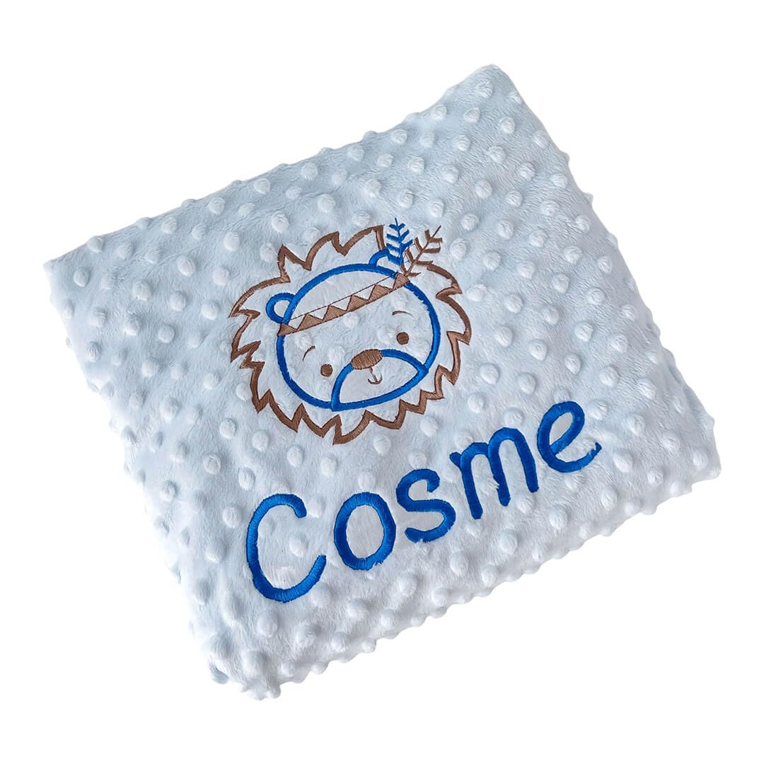 Canastilla Personalizada para Recien Nacido - Cesta regalo albornoz Dou dou y Babero y Albornoz - Regalos Bebé (Azul)