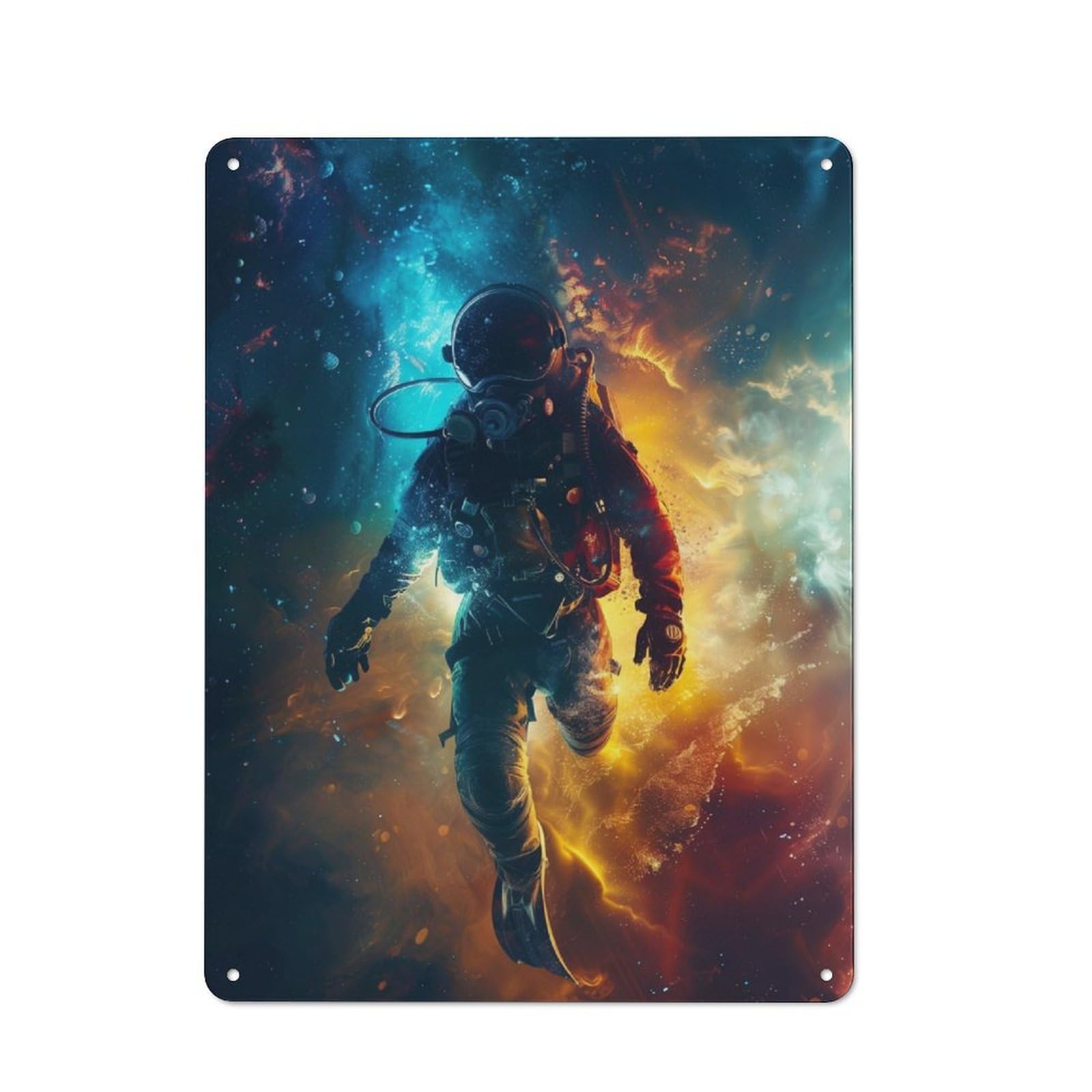 Junmoney Scuba Diver In Planets Rustic Metal Sign 40X30cm For Hallway Wall, For Collectors Of Rustic Metal Wall Decor