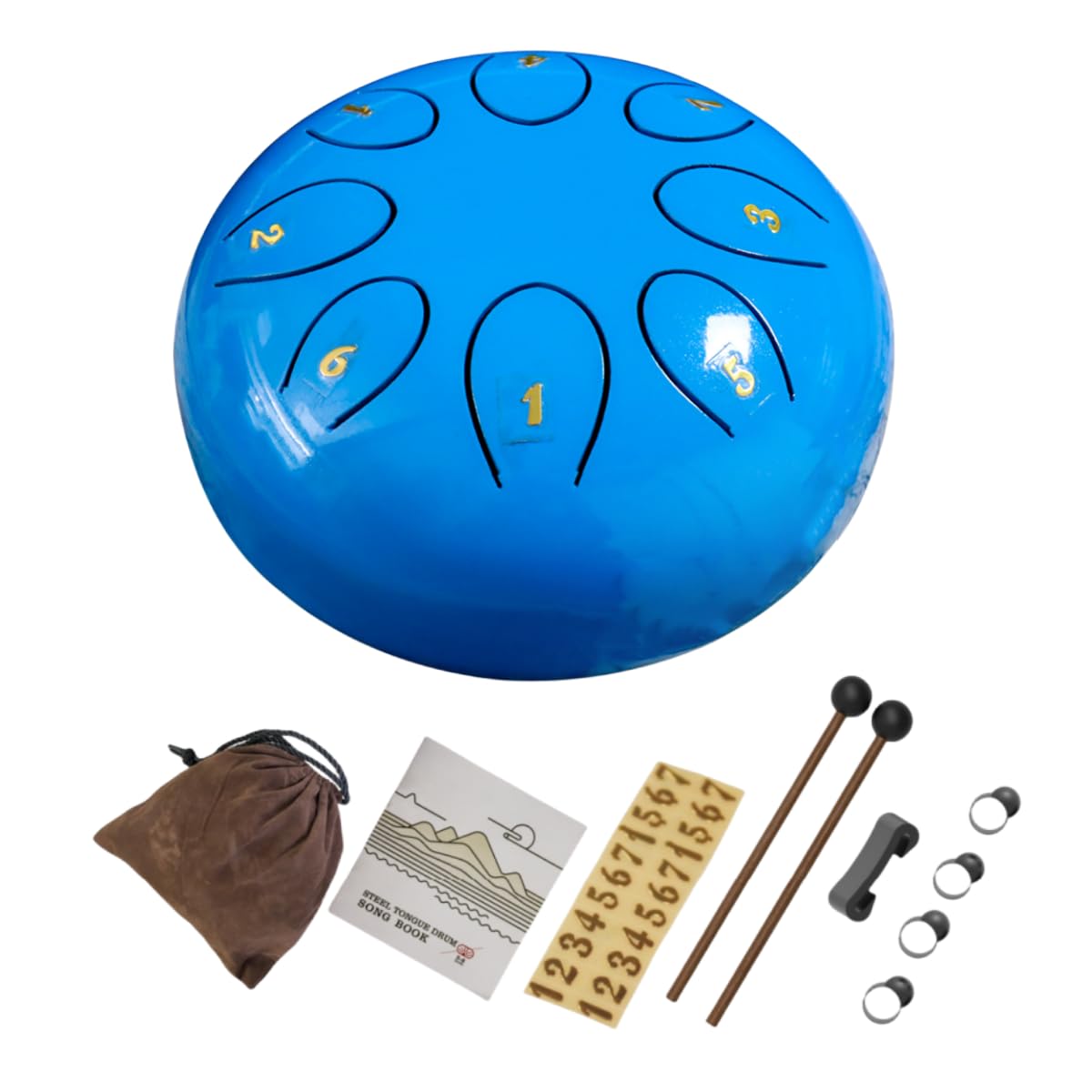 REGIS Tambour à pluie pour l'extérieur, steel tongue drum 8 notes de 15,2 cm avec sac de voyage rembourré et maillets, pour éducation musicale, divertissement, méditation, yoga, cadeau (bleu clair)