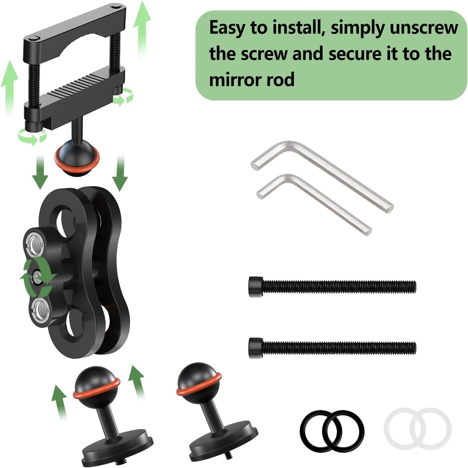 Dash Cam Mount, 1/4 "1/8" Threaded Camera Bracket, Aluminum Rearview Mirror Driving Recorder Mounting Base, Suitable for OldShark Apexcam Chortau ORSKEY Jeemak Ricoh GoPro NIUTA Dash Cam