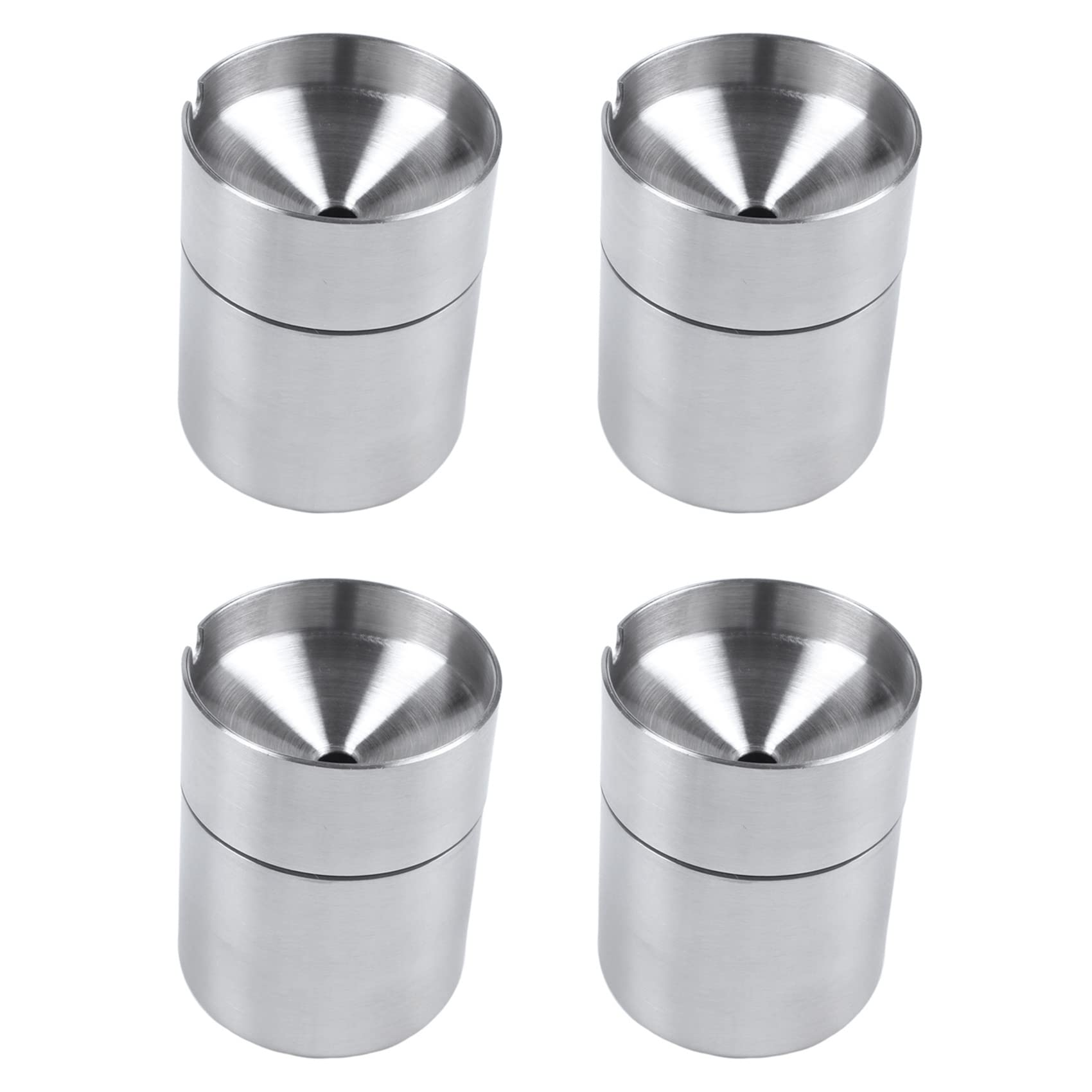 Hndhbfgrt 4X Stainless Steel Car Ashtray Smokeless Auto Ashtray Ash Holder Windproof Business Gift Car