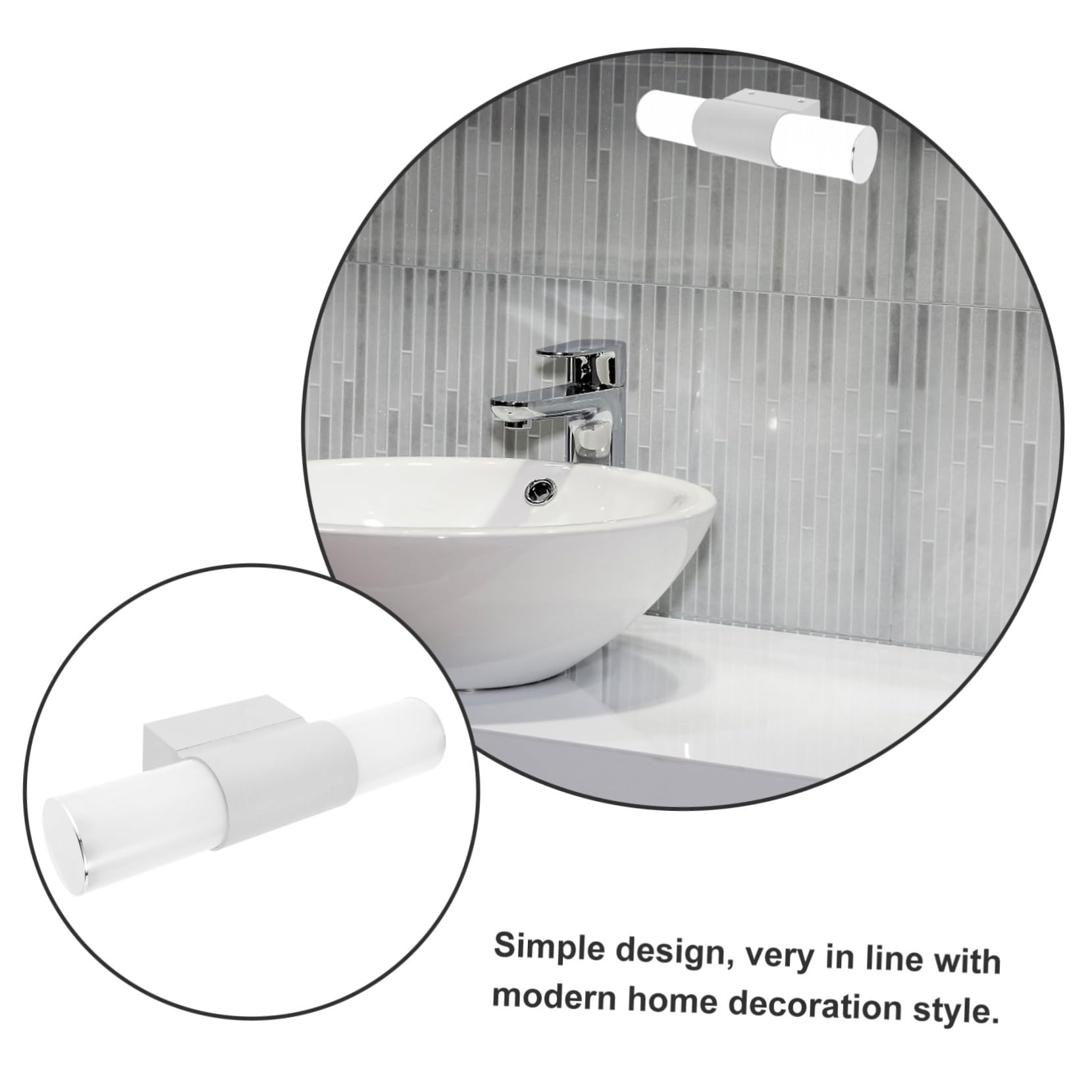 Hemobllo Lámpara de Pared LED para Baño Moderna 12w Luz Fría 25 Cm Hierro Vidrio Madera Ecológica Iluminación Interior para Espejo y Gabinete