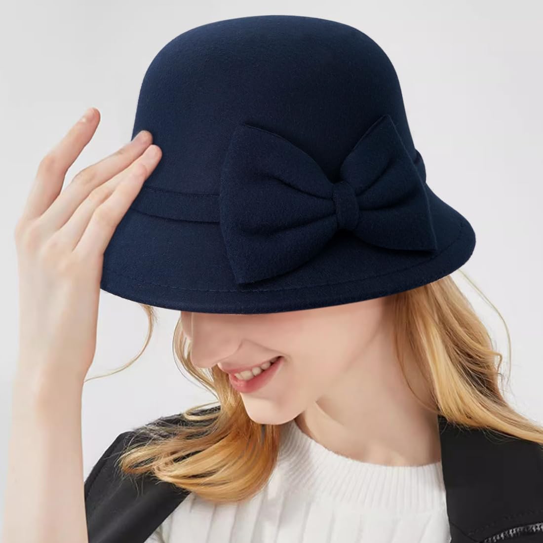Filz-Glockenhut, Vintage-Fedora-Eimerhut, Bowler-Hüte für Damen