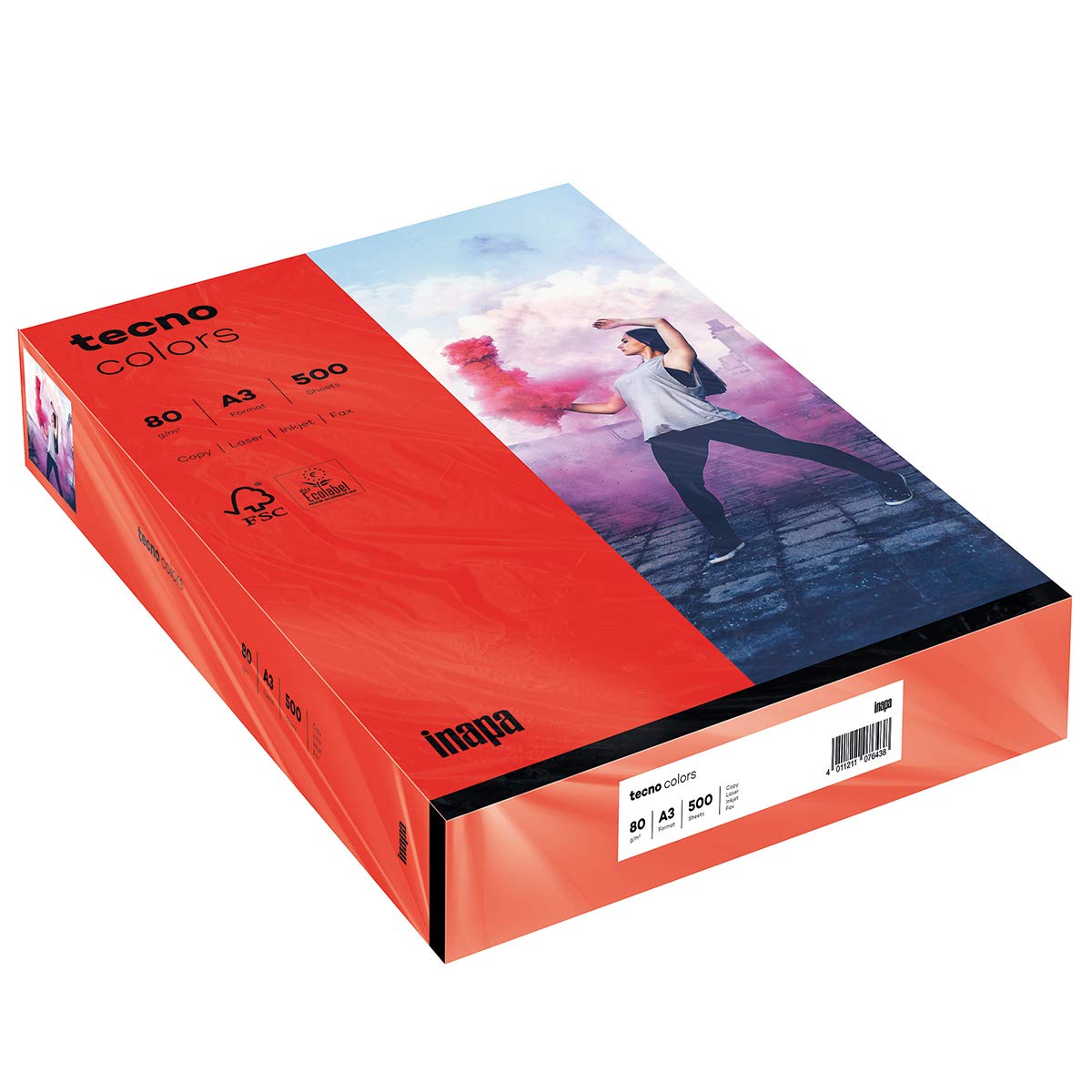 Carta Colorata Inapa A3 80g/m² - 500 Fogli Rosso Intenso Per Stampante - Foto 13