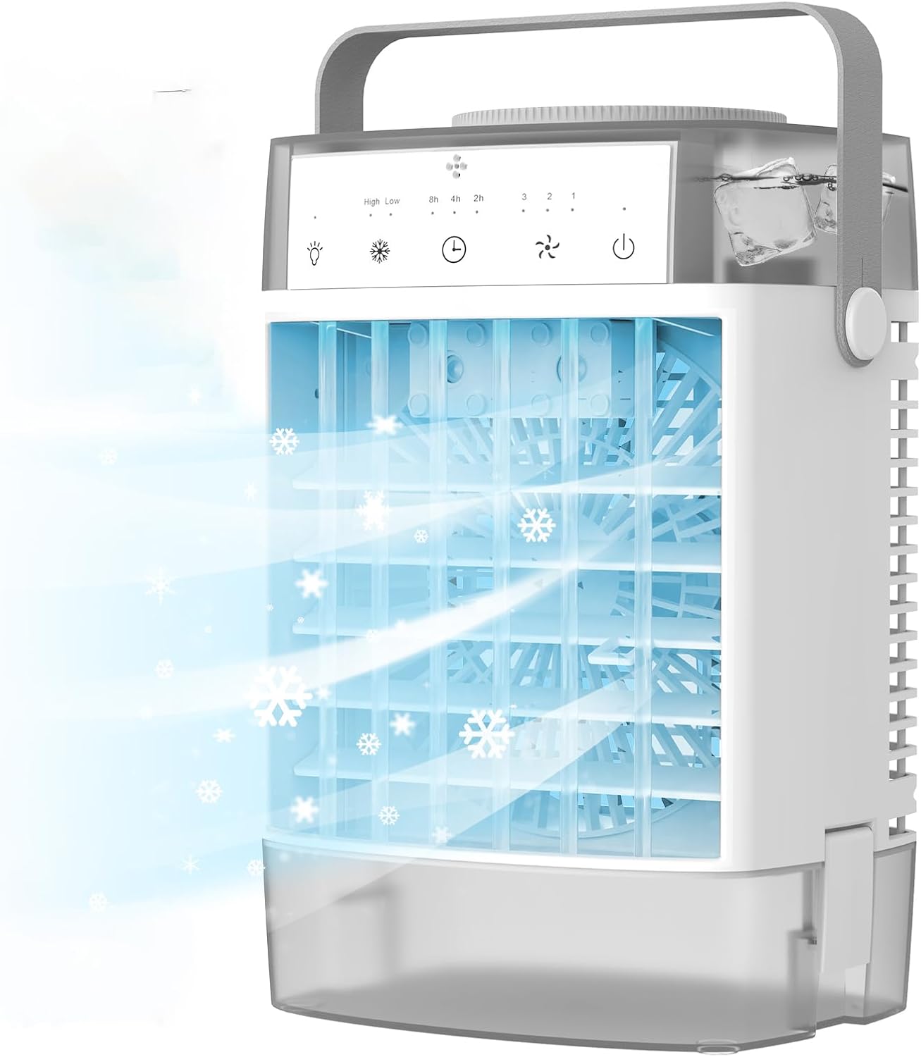 Portable Air Conditioners, 1000ml Portable AC Unit with Remote Control, Powerful 3 Speeds 7 Colors LED Evaporative Air Cooler with Timer, Personal Mini Air Conditioner (Light Grey)