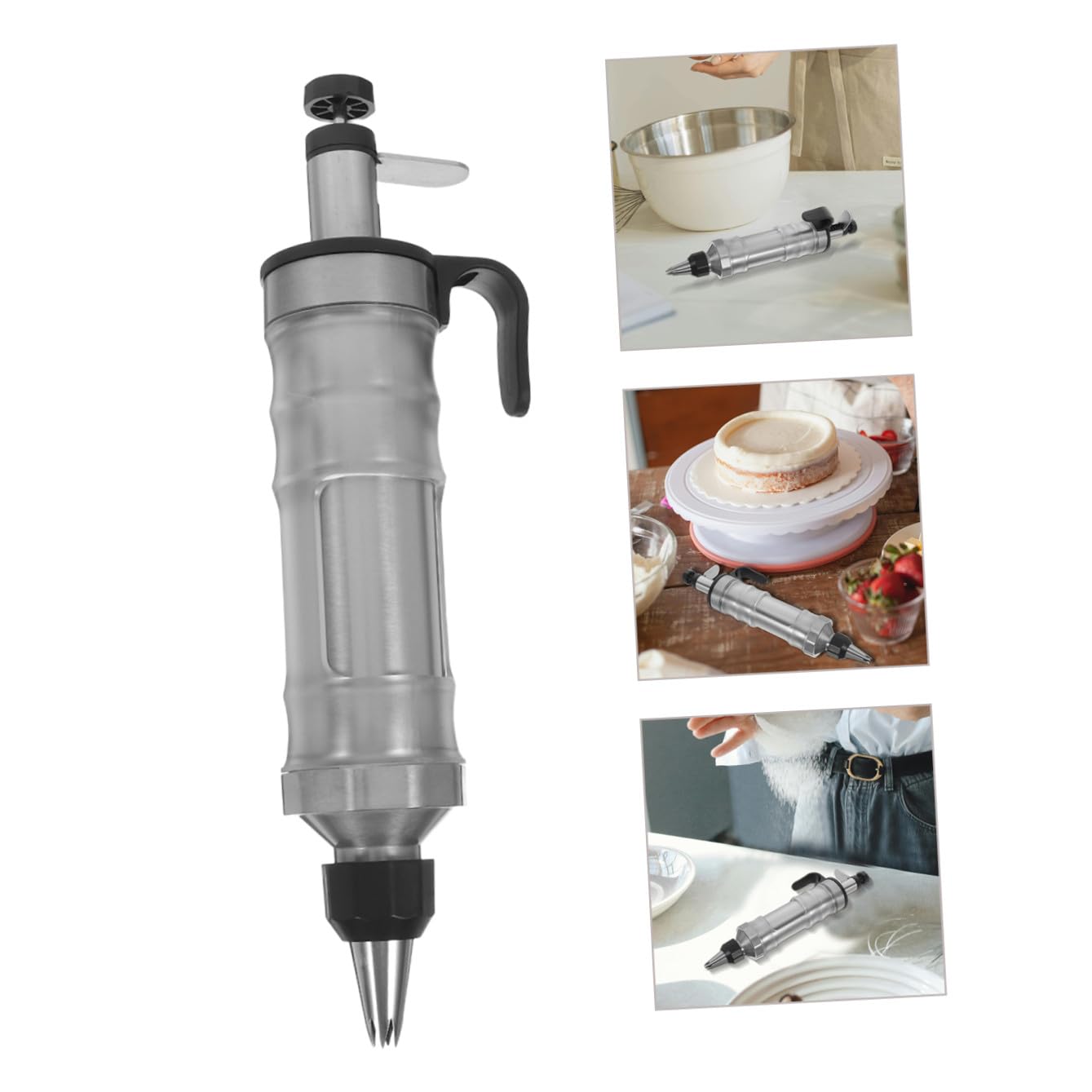 Lurrose Herramienta para Decorar Pasteles y Repostería Prensa de Galletas Acero Inoxidable 304 Práctica Fácil de Usar para Cupcakes y Galletas Utensilio de Cocina para Hornear