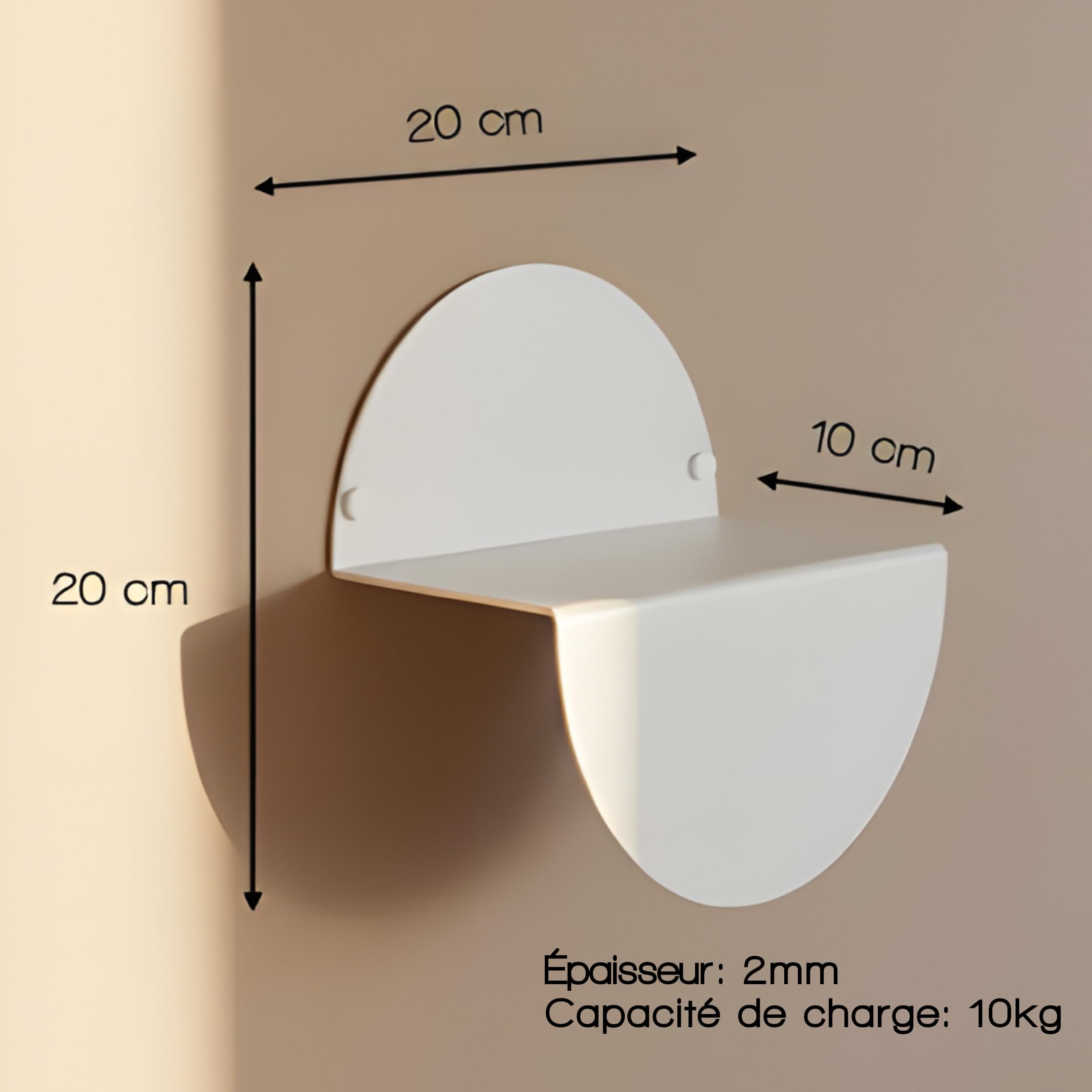 Audace Riflesso – Étagère Murale Métallique Blanc Mat 20x10 cm – Étagère Flottante Design, Installation Facile, Étagère Murale Salle de Bain, Entrée, Salon ou Chambre, Made in Italy