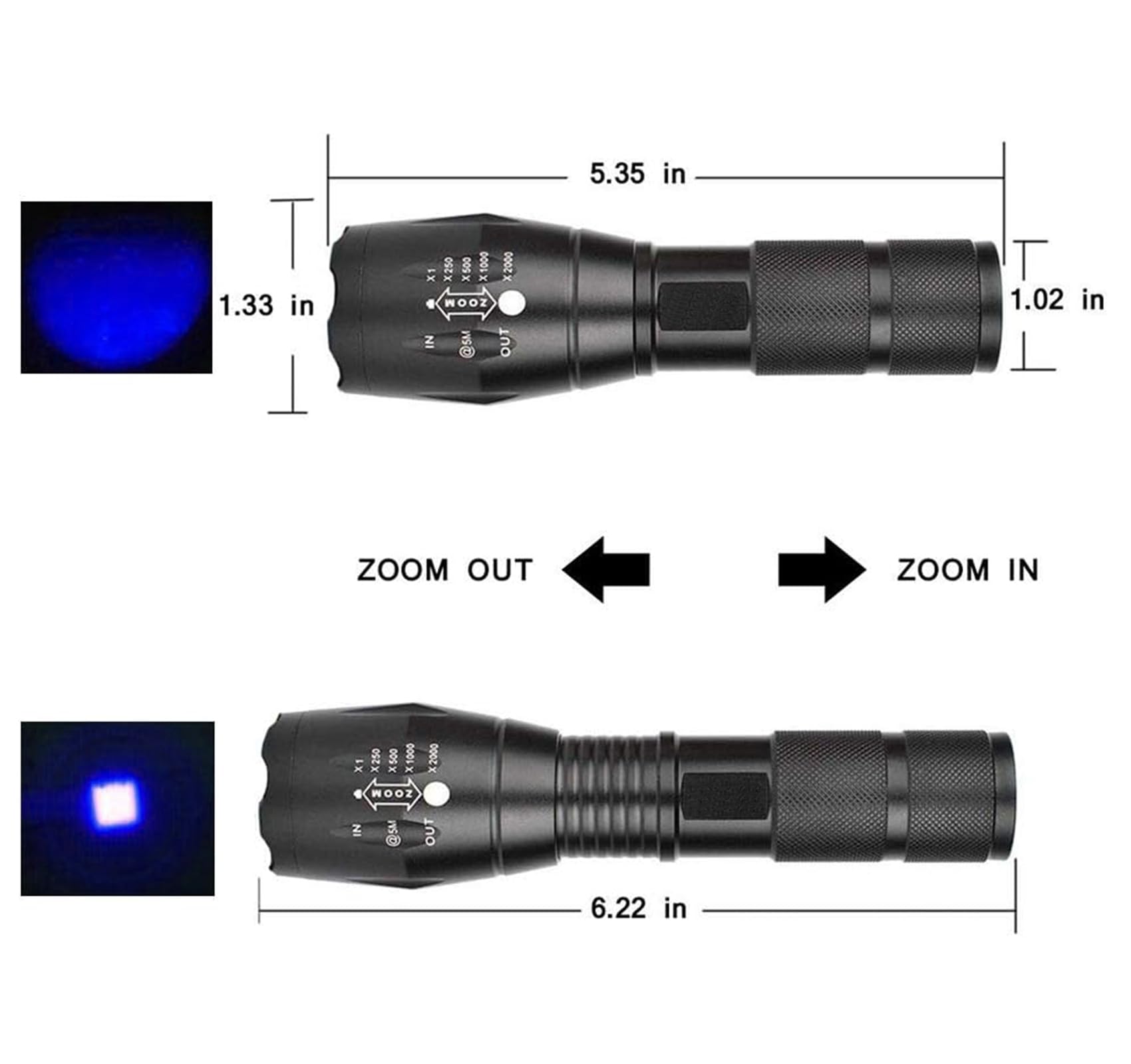3 Mode Long Range Blue Light Flashlight LED Torch For Night Vision - View #12