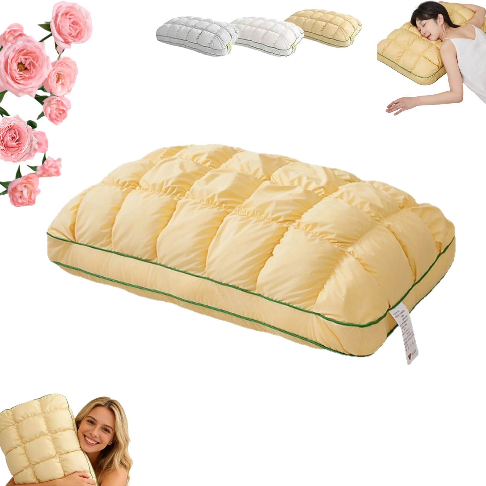 Zbello Yellow Pineapple Cloud-Like Down Pillow, Pineapple Pillow, Pineapples Cloud Pillow, For Back And Side Sleepers Deep Sleep (,1Pc)