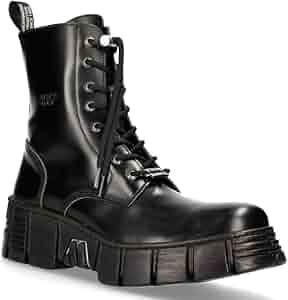 Amazon.com | New Rock M-WALL026N-C5 Boots Black Leather Wall
