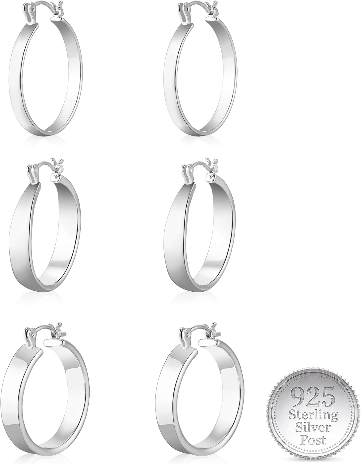 WGOUD 3Pairs 14K Gold Plated Chunky Hoop Earrings Set for Women, Trendy Hoop Earring 925 Sterling Silver Post - Hypoallergenic Thick Lightweight Twisted Hoops Dainty Gold Earrings for Women Jewelry Gifts