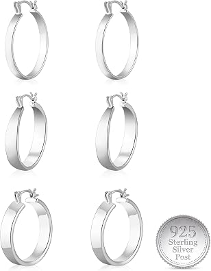 WGOUD 3Pairs 14K Gold Plated Chunky Hoop Earrings Set for Women, Trendy Hoop Earring 925 Sterling Silver Post - Hypoallergenic Thick Lightweight Twisted Hoops Dainty Gold Earrings for Women Jewelry Gifts