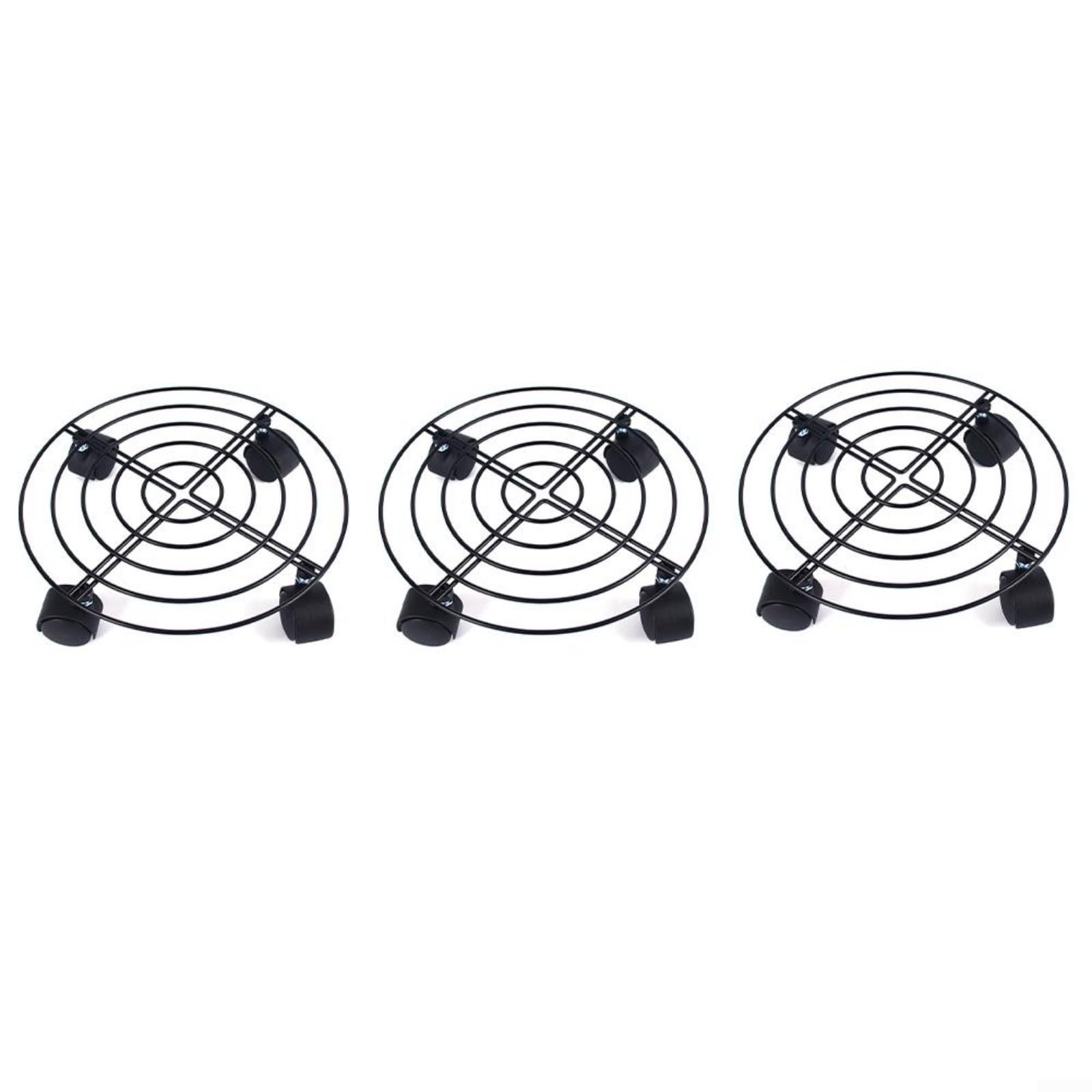 Chariot pour pots de fleurs MIKMLYZE en métal noir x3 pour déplacer vos plantes