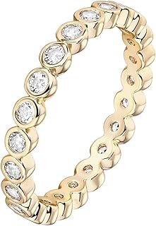 14K Gold Plated Rings with Cubic Zirconia - 2.8mm Stackable for Women - Gold Love Ring