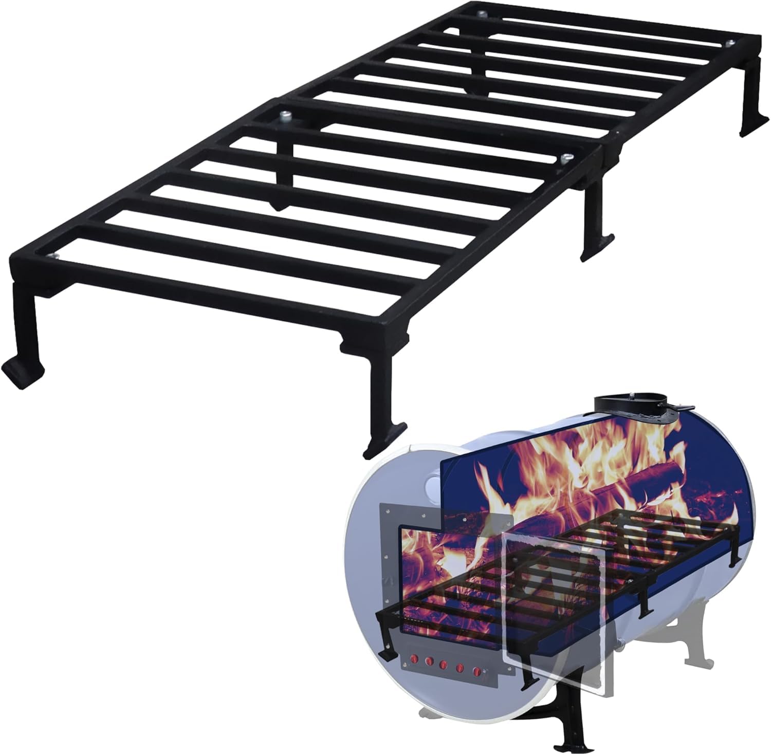 Burn Barrel Grate, Perfect for 30-55 Gallon Metal Barrel, Wood Stove Grate for Camping Equipment Barrel Stove Kits, Barrel Woodstove Kit for Emergency Heating & Cooking